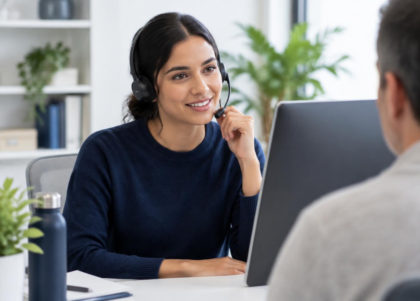 Support specialist helping a customer